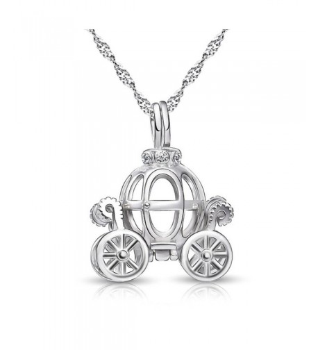 Sterling Pumpkin Carriage Pendant Necklace