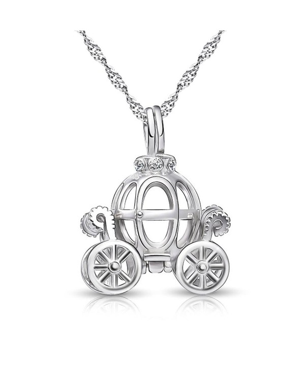 Sterling Pumpkin Carriage Pendant Necklace