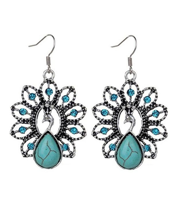 Susenstone Vintage flower Turquoise Earrings