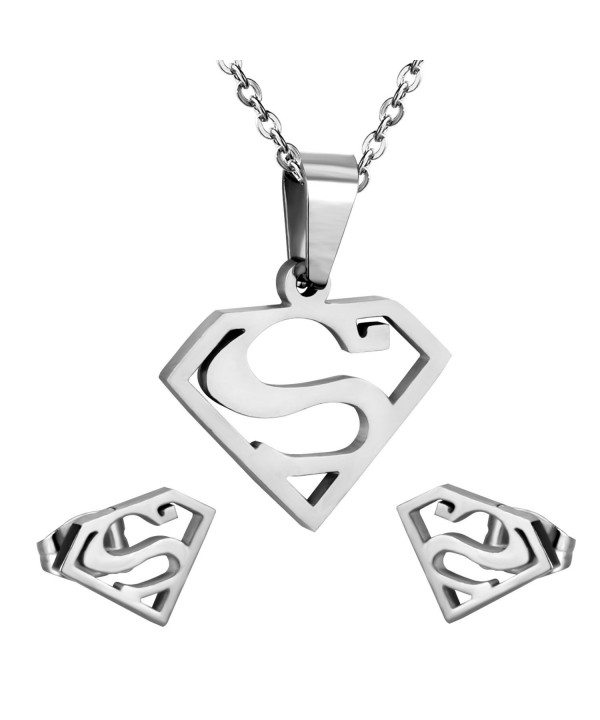 Stainless Steel Superman Pendant Silver