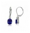 Sterling Sapphire Dangling Leverback Earrings