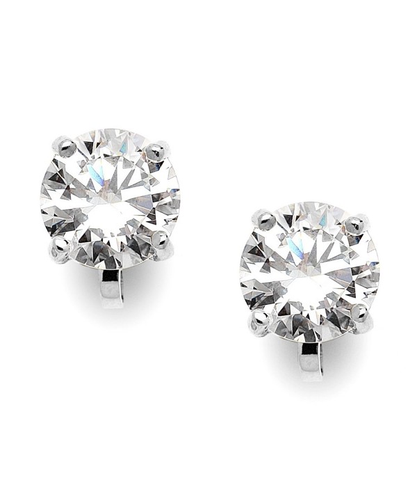 Mariell Silver Platinum Plated Carat Earrings