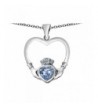 Star Claddagh Necklace Simulated Aquamarine