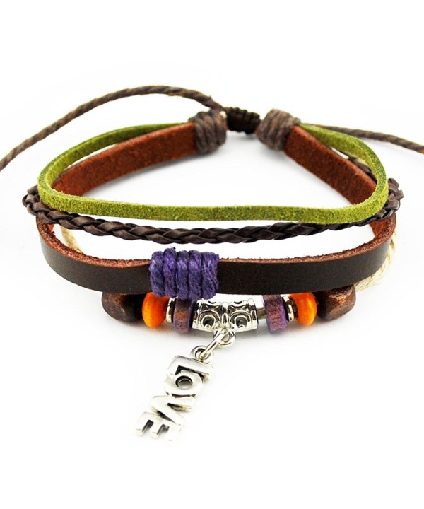 Multi Strand Braided Adjustable Leather Bracelet