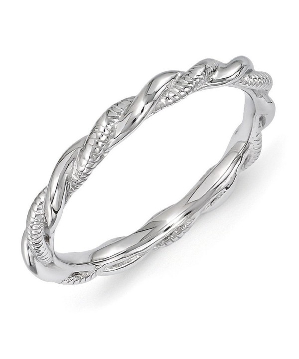 Rhodium Plated Sterling Stackable Twisted