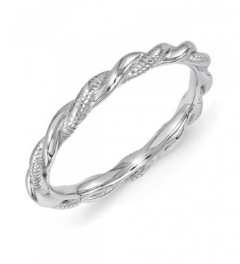 Rhodium Plated Sterling Stackable Twisted