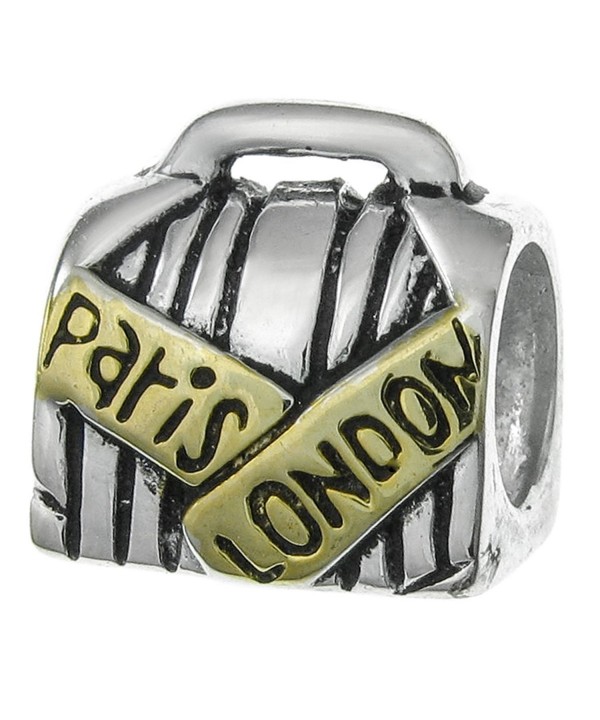 2 tone Sterling Suitcase European Bracelets