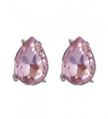 Pink Pear Shaped Clear Crystal Earrings