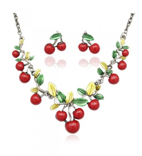 Fashion Jubilee Cherries Necklace Earrings