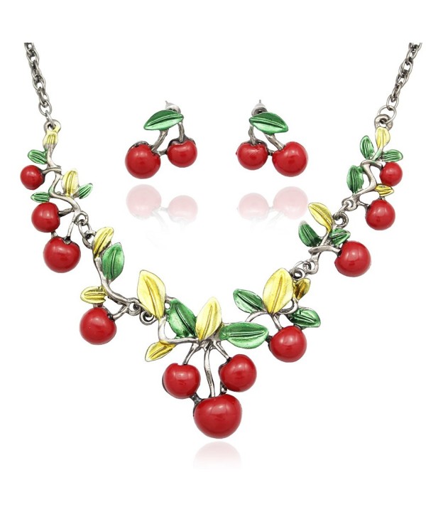 Fashion Jubilee Cherries Necklace Earrings
