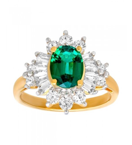 Created Emerald Sapphire Gold Plated Sterling