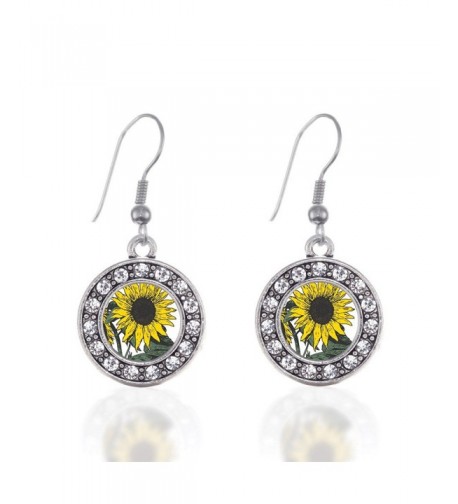 Sunflower Circle Earrings Crystal Rhinestones