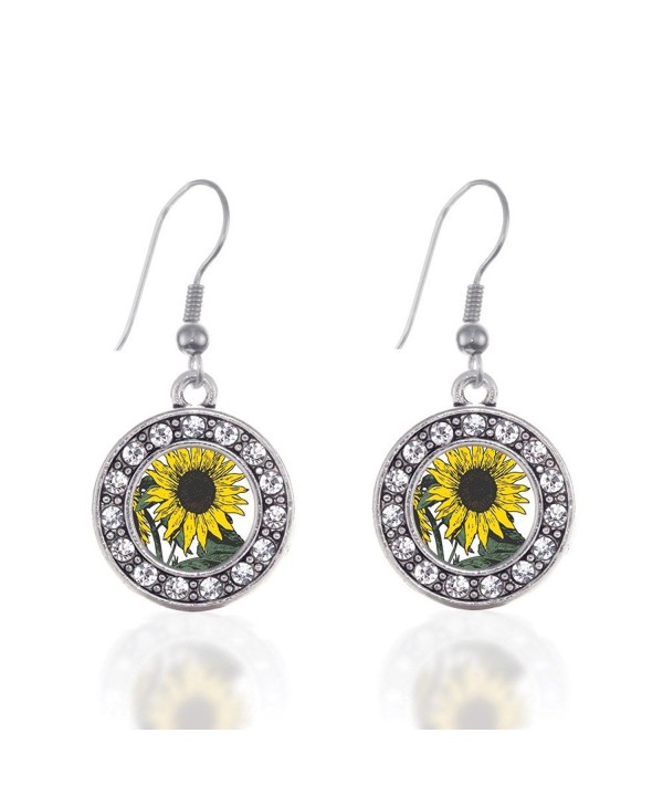 Sunflower Circle Earrings Crystal Rhinestones