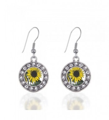 Sunflower Circle Earrings Crystal Rhinestones