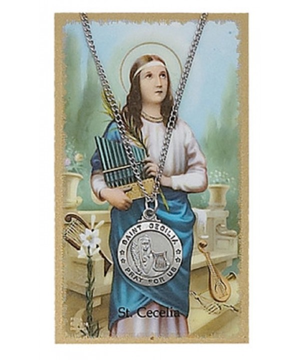 Pewter Cecilia Medal Chain Prayer