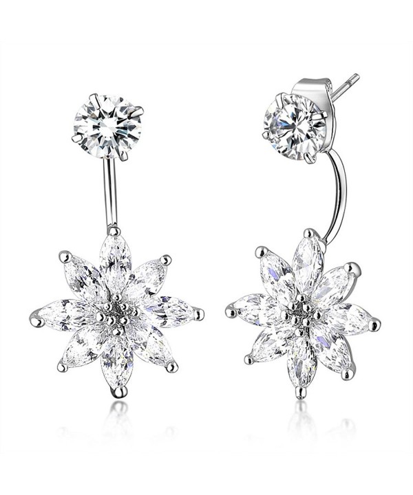 Mytys Double Flower Zirconia Earrings