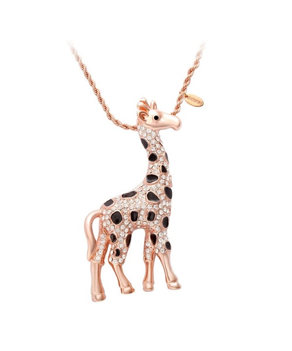 SENFAI Giraffe Crystal Sweater Necklace