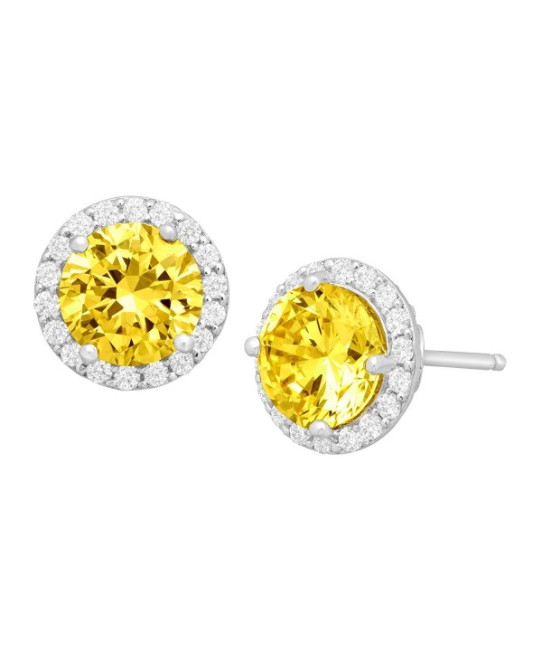 Earrings Yellow Swarovski Zirconia Sterling