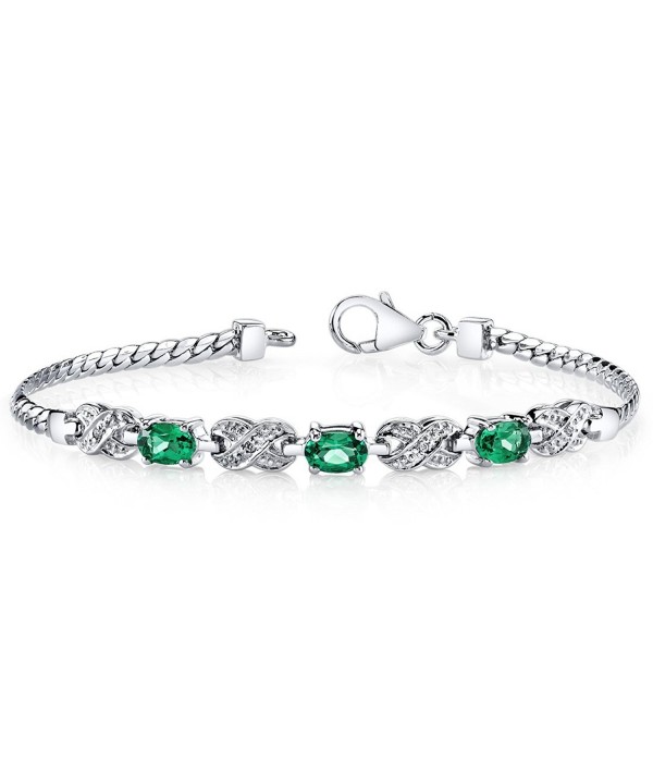 Simulated Emerald Bracelet Sterling Silver