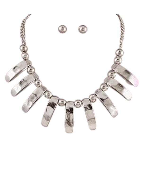 Silver Statement Necklace Earring Jewelry
