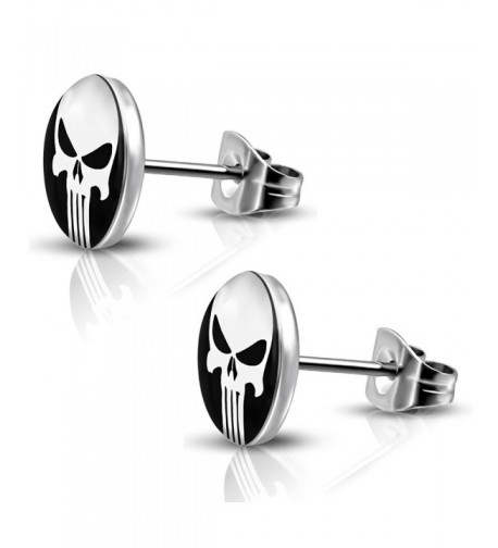 Stainless Punisher Circle Button Earrings
