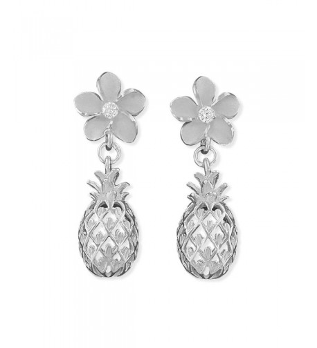 Sterling Silver Plumeria Pineapple Earrings