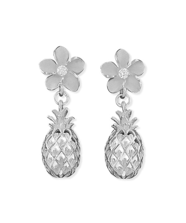 Sterling Silver Plumeria Pineapple Earrings