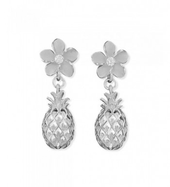 Sterling Silver Plumeria Pineapple Earrings