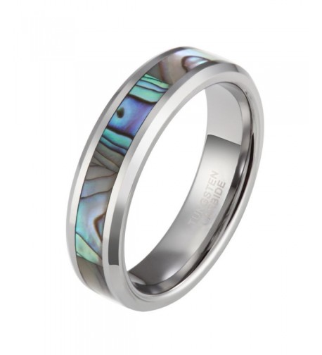 Tungsten Abalone Couple Wedding Beveled