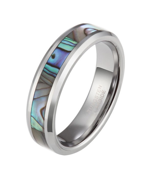 Tungsten Abalone Couple Wedding Beveled