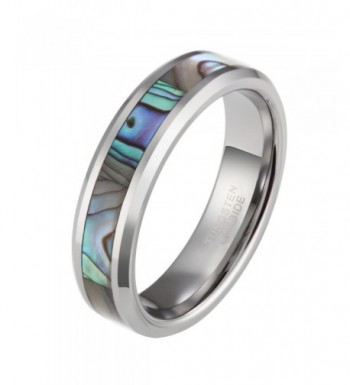 Tungsten Abalone Couple Wedding Beveled