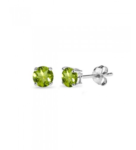 Sterling Peridot Round Cut Solitaire Earrings