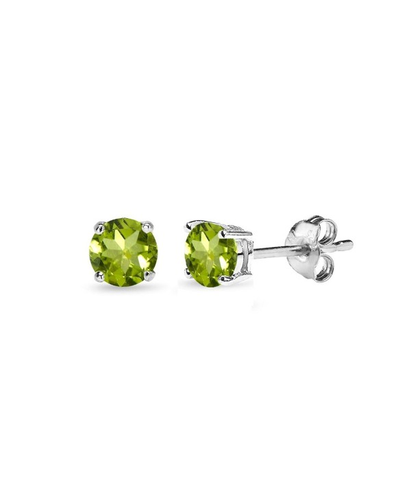 Sterling Peridot Round Cut Solitaire Earrings