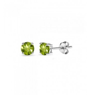 Sterling Peridot Round Cut Solitaire Earrings