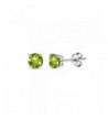 Sterling Peridot Round Cut Solitaire Earrings