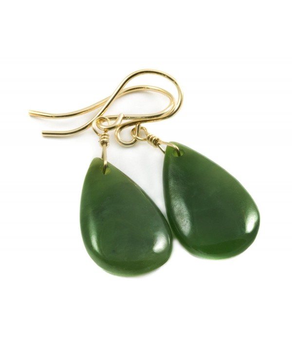 Filled Nephrite Earrings Teardrop Smooth