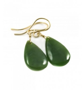 Filled Nephrite Earrings Teardrop Smooth