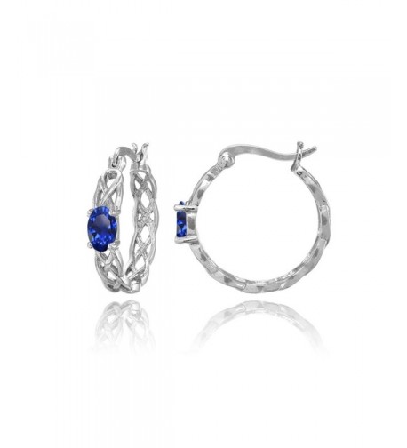 Sterling Silver Created Sapphire Earrings