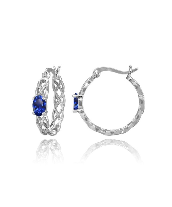 Sterling Silver Created Sapphire Earrings