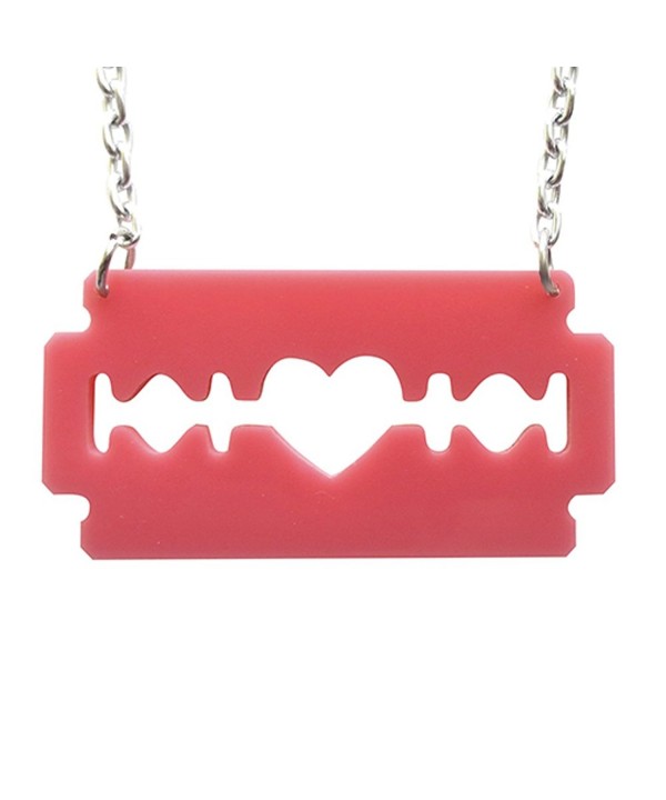 Razorblade Necklace Bubblegum Laser Acrylic