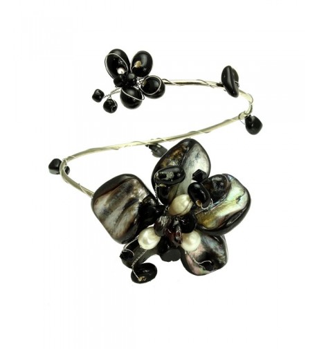 Black Shell Flower Bracelet Handmade