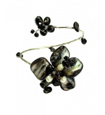 Black Shell Flower Bracelet Handmade