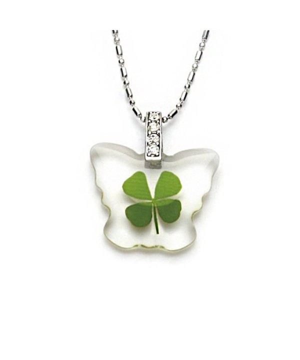 Stainless Clover Butterfly Pendant Necklace