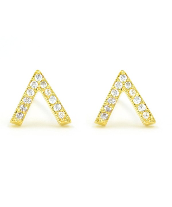 Minialist Micropave Earrings Plated Yellow