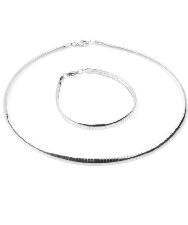 Silver Stainless Steel Necklace Bracelet