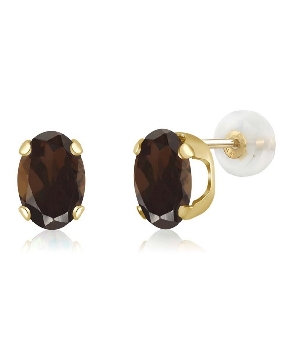 7x5mm Brown Quartz Yellow Earrings