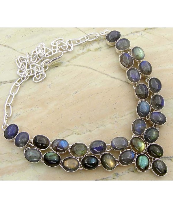 Sterling Silver Necklace Labradorite Gemstones