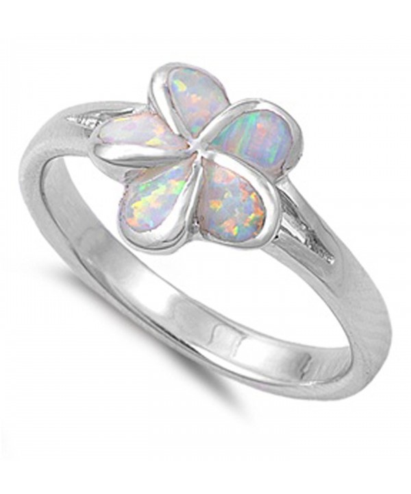 Simulated Plumeria Tropical Sterling Silver