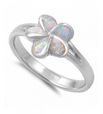 Simulated Plumeria Tropical Sterling Silver