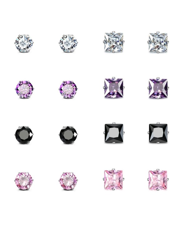 JewelrieShop Square Earrings Stainless Zirconia JewelrieShop Square Earrings Stainless Zirconia